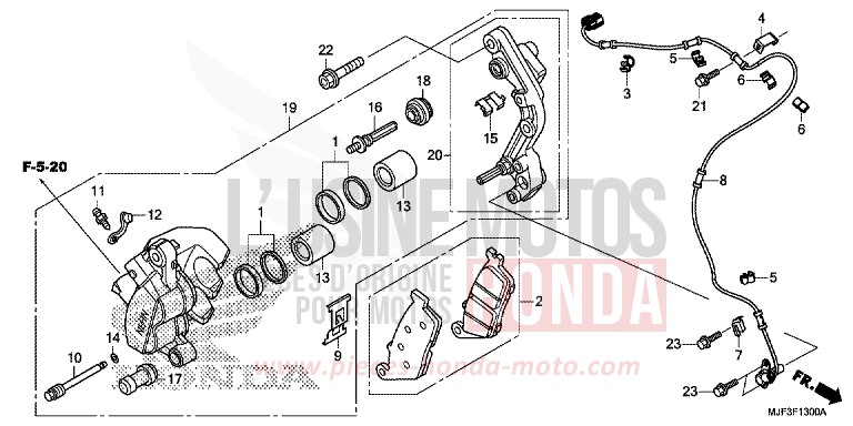 VORDERRAD-BREMSSATTEL von CTX700 ABS PEARL FADELESS WHITE (NH341) von 2014